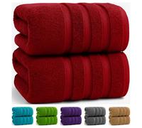 TEXTILESY 2X Extra Large Bath Sheets 100x200cm-600GSM Luxury 100% Egyptian Combed Cotton Big Jumbo Bath Towels Super Soft Hotel Quality XXL Beach Towel (Red)