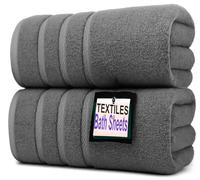 TEXTILESY 2X Jumbo Bath Sheets 90x150cm 100% Egyptian Cotton High Absorbent Extra Large Bath Towel Quick Dry Soft Hotel Quality Towels (Charcoal Grey)