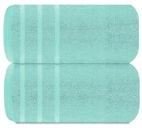 TEXTILESY Pack of 2 Super Jumbo Bath Sheet Premium 100% Egyptian Combed Cotton 100 x 200 cm-600 GSM Super Soft Large Bath Sheet Towels (Cotton, Aqua/Mint)