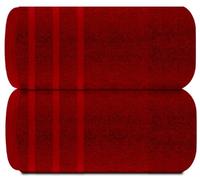 TEXTILESY Pack of 2 Super Jumbo Bath Sheet Premium 100% Egyptian Combed Cotton 100 x 200 cm-600 GSM Super Soft Large Bath Sheet Towels (Cotton, Red)