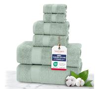 TEXTILOM 6 Pcs Towel Set, 2 Bath Towels, 2 Hand Towels, 2 Washcloths, 100% Luxury Cotton, Hotel Quality Bathroom Towels, Soft Hand Towels, Washable&Highly Absorbent&Quick Dry, Lightweight - Green