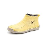 Texture Ankle Boots for with Soft Slip Sole and Hand Detailing Perfect for Casual Everyday Wear Cool Breeze Around Your Toes Yellow