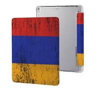 Texture Armenian Flag Tri-fold Tablet Case Compatible with IPAD 2017/2018/Air1/Air2 (9.7in)/Pro (10.5in) /Air3(10.5in)/10代 (10.9in) Soft Protective with Pen Slot