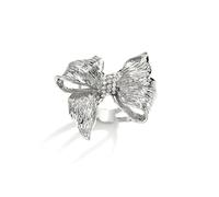 Texture Bow Silk Scarf Ring Brooch for Women Fashion CZ Crystal Brushed Bowknot Shawl Scarves Buckle Wrap Clasp Clip Rings Brooches Delicate Holiday Dress Accessories Jewelry, M, Metal, no gemstone