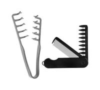 Texture Comb, 2 Pcs Hair Texturising Comb Magic Combs Messy Hair Styling Tools for Women Men Boys,Volumizing Wide Tooth Comb for Curls,Volugrip Fringe,Quad Style (Grey+Black 2 in 1)
