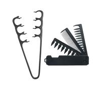 Texture Comb, 2 Pcs Hair Texturising Comb Magic Combs Messy Hair Styling Tools for Women Men Boys,Volumizing Wide Tooth Comb for Curls,Volugrip Fringe,Quad Style (Black+Black 3 in 1)