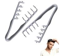 texture comb, volumizing wide-tooth hair styling comb,2pcs bangs seam grooming accessory,roots volume tool,fluffy texture styling For Cover The Bangs Seam And Fluff Up Top Of The Head-Grey||2pcs