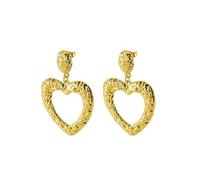 Texture Heart-Shaped Hollow Earrings, Retro Earrings, Light Luxury Stainless Steel Accessories, Suitable for Women's Daily Commuting, Dating and Travel Wear