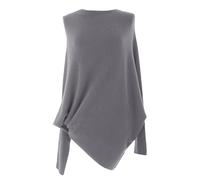 TEXTURE Ladies Women Italian Lagenlook Batwing Long Sleeve Asymmetric Diagonal Hem Knit Jumper One Size (UK, Alpha, One Size, Regular, Regular, Light Grey)