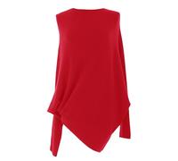 TEXTURE Ladies Women Italian Lagenlook Batwing Long Sleeve Asymmetric Diagonal Hem Knit Jumper One Size (UK, Alpha, One Size, Regular, Regular, Red)