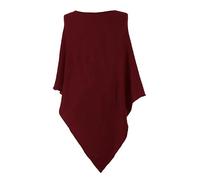 TEXTURE Ladies Women Italian Lagenlook Batwing Plain Alpaca Wool Knit Asymmetric Hem Poncho One Size (UK, Alpha, One Size, Regular, Regular, Burgundy)