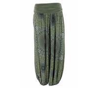 TEXTURE Ladies Women Italian Lagenlook Mandala Print Viscose Boho Harem Ali Baba Trouser Pants Joggers One Size (UK, Alpha, One Size, Regular, Regular, Khaki)