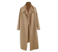 TEXTURE Ladies Women Italian Lagenlook Plain Boucle Waterfall 2 Pocket Cocoon Long Coat Jacket One Size (UK, Alpha, One Size, Regular, Regular, Camel)