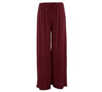 TEXTURE Ladies Women Italian Lagenlook Plain Elasticated Waist Pleated Wide Leg Palazzo Trouser One Size