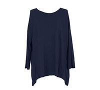TEXTURE Ladies Women Italian Lagenlook Plain Long Sleeve Lightweight Soft Knit Wool Jumper Sweater One Size (UK, Alpha, One Size, Regular, Regular, Navy)