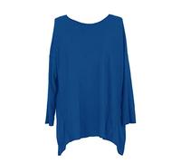 TEXTURE Ladies Women Italian Lagenlook Plain Long Sleeve Lightweight Soft Knit Wool Jumper Sweater One Size (UK, Alpha, One Size, Regular, Regular, Cobalt Blue)