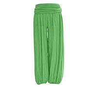 TEXTURE Ladies Women Italian Lagenlook Plain Viscose Boho Harem Ali Baba Trouser Pants Joggers One Size (Emerald Green, One Size)
