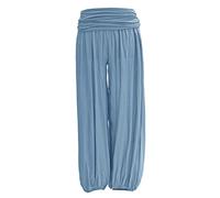 TEXTURE Ladies Women Italian Lagenlook Plain Viscose Boho Harem Ali Baba Trouser Pants Joggers One Size (Cornflower Blue, One Size)