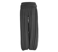 TEXTURE Ladies Women Italian Lagenlook Plain Viscose Boho Harem Ali Baba Trouser Pants Joggers One Size (Dark Grey, One Size)