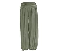 TEXTURE Ladies Women Italian Lagenlook Plain Viscose Boho Harem Ali Baba Trouser Pants Joggers One Size (Khaki, One Size)
