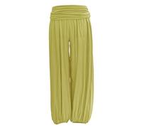 TEXTURE Ladies Women Italian Lagenlook Plain Viscose Boho Harem Ali Baba Trouser Pants Joggers One Size (Lime Green, One Size)