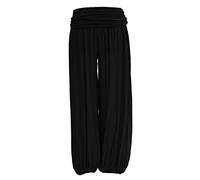 TEXTURE Ladies Women Italian Lagenlook Plain Viscose Boho Harem Ali Baba Trouser Pants Joggers One Size (Black, One Size)