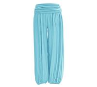 TEXTURE Ladies Women Italian Lagenlook Plain Viscose Boho Harem Ali Baba Trouser Pants Joggers One Size (Turquoise, One Size)