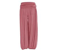 TEXTURE Ladies Women Italian Lagenlook Plain Viscose Boho Harem Ali Baba Trouser Pants Joggers One Size (Dusty Pink, One Size)