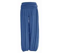 TEXTURE Ladies Women Italian Lagenlook Plain Viscose Boho Harem Ali Baba Trouser Pants Joggers One Size (Royal Blue, One Size)