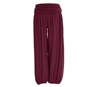 TEXTURE Ladies Women Italian Lagenlook Plain Viscose Boho Harem Ali Baba Trouser Pants Joggers One Size (Aubergine, One Size)