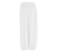 TEXTURE Ladies Women Italian Lagenlook Plain Viscose Boho Harem Ali Baba Trouser Pants Joggers One Size (White, One Size)