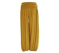 TEXTURE Ladies Women Italian Lagenlook Plain Viscose Boho Harem Ali Baba Trouser Pants Joggers One Size (Mustard, One Size)