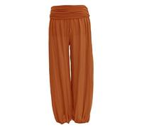 TEXTURE Ladies Women Italian Lagenlook Plain Viscose Boho Harem Ali Baba Trouser Pants Joggers One Size (Burnt Orange, One Size)