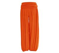 TEXTURE Ladies Women Italian Lagenlook Plain Viscose Boho Harem Ali Baba Trouser Pants Joggers One Size (Orange, One Size)