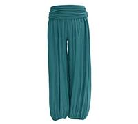 TEXTURE Ladies Women Italian Lagenlook Plain Viscose Boho Harem Ali Baba Trouser Pants Joggers One Size (Teal, One Size)