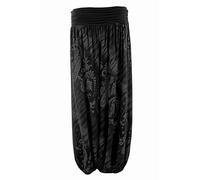 TEXTURE Ladies Women Italian Lagenlook Tie Dye Viscose Boho Harem Ali Baba Trouser Pants Joggers One Size (as8, Alpha, one_Size, Regular, Regular, Black, One Size)