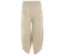 TEXTURE Ladies Women Italian Plain Elasticated Waist 2 Pocket Cocoon Jersey Joggers Trouser One Size (UK, Alpha, One Size, Regular, Regular, Beige)