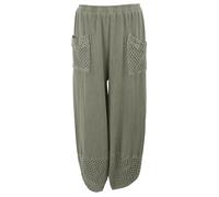 TEXTURE Ladies Women Italian Plain Elasticated Waist 2 Pocket Cocoon Jersey Joggers Trouser One Size (UK, Alpha, One Size, Regular, Regular, Khaki)