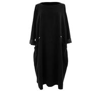 TEXTURE Ladies Women Italian Plain Long Sleeve 2 Pocket Button Detail Corduroy Midi Dress One Size (UK, Alpha, One Size, Regular, Regular, Black)