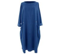 TEXTURE Ladies Women Italian Plain Long Sleeve 2 Pocket Button Detail Corduroy Midi Dress One Size (UK, Alpha, One Size, Regular, Regular, Royal Blue)
