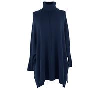 TEXTURE Ladies Women Lagenlook Batwing Long Sleeve Polo Neck Seam Modal Knit Jumper Sweater One Size (UK, Alpha, One Size, Regular, Regular, Navy)