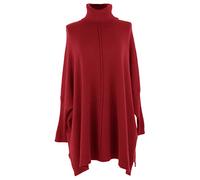 TEXTURE Ladies Women Lagenlook Batwing Long Sleeve Polo Neck Seam Modal Knit Jumper Sweater One Size (UK, Alpha, One Size, Regular, Regular, Burgundy)