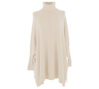 TEXTURE Ladies Women Lagenlook Batwing Long Sleeve Polo Neck Seam Modal Knit Jumper Sweater One Size (UK, Alpha, One Size, Regular, Regular, Beige)