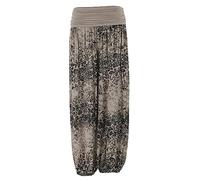 TEXTURE Ladies Womens Italian Lagenlook Floral Print Viscose Boho Harem Ali Baba Trouser Pants Joggers One Size (Mocha, One Size)