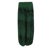 TEXTURE Ladies Womens Italian Lagenlook Floral Print Viscose Boho Harem Ali Baba Trouser Pants Joggers One Size (Dark Green, One Size)