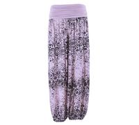 TEXTURE Ladies Womens Italian Lagenlook Floral Print Viscose Boho Harem Ali Baba Trouser Pants Joggers One Size (Lilac, One Size)