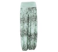TEXTURE Ladies Womens Italian Lagenlook Floral Print Viscose Boho Harem Ali Baba Trouser Pants Joggers One Size (UK, Alpha, One Size, Regular, Regular, Light Blue)