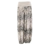 TEXTURE Ladies Womens Italian Lagenlook Floral Print Viscose Boho Harem Ali Baba Trouser Pants Joggers One Size (Beige, One Size)