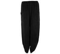 TEXTURE Ladies Womens Italian Lagenlook Paisley Print Elasticated Wide Leg Boho Viscose Long Palazzo Pants Trouser One Size (One Size, Black)