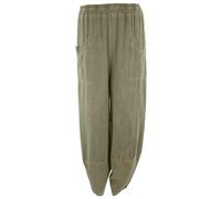 TEXTURE Ladies Womens Italian Lagenlook Paisley Print Elasticated Wide Leg Boho Viscose Long Palazzo Pants Trouser One Size (as8, Alpha, one_Size, Regular, Regular, Khaki, One Size)